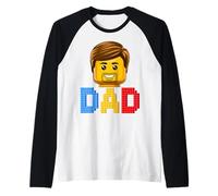 Familia Papá Maestro Constructor Ladrillos Bloques Día del Padre Camiseta Manga Raglan