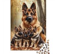Familia Pastor Alemán Puzzle de 1000 Piezas Papel para Adultos Bosque Naturaleza Relajación Concentración Hogar Regalo 70x50cm/1000pcs