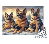 Familia Pastor Alemán Puzzle de 1000 Piezas Papel Puzzle para Adultos Bosque Nevado Relajación Concentración Decoración Hogar Regalo 70x50cm/1000pcs