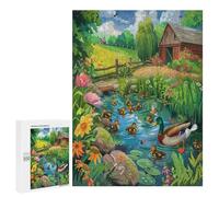 Familia Pato Puzzles 500 Piezas Hogar Decoración 3D Escena Pastoral Obra De Arte Rompecabezas para Adultos A 14 Años DIY Creativo Aliviar Estrés Familiar 500 PCS