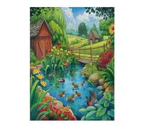 Familia Pato Puzzles 500 Piezas Obra De Arte 3D Familiar Premium Pastoral Scene Rompecabezas para Adultos Aliviar Estrés Decoración Hogar Moderno DIY 500 PCS