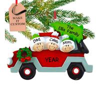 Familia personalizada de 3 adornos navideρos 2024 - Personalizaciσn rαpida y gratuita las 24 horas - Adorno familiar de coche rojo para 3 persona