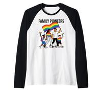 Familia Pioneros Arco Iris Amor Gay LGBTQ Orgullo Padres Mes L Camiseta Manga Raglan