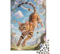 Familia Y Amigos Unen Gato Gato Bengal | Puzzle De Madera 1000 Piezas | Rompecabezas Intergeneracional para Noches De Juego