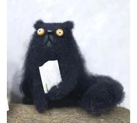 Familiares Fieltro Lana, Animales Compañía Originales Hechos Mano Fieltro, Figuras Decorativas Zarigüeyas Gato Fieltros Lana Ojos Abiertos, Miniesculturas Familiares Fieltros Escritorio Decoración