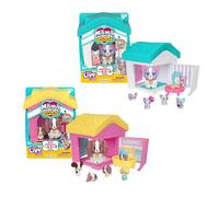Little Live Pets Familias Sorpresa casa de mamá, Pack de Bulldogs franceses y Spaniels, 2 Casas con Cachorros, Cada mamá Tiene 4-6 bebés, Set de Juego desplegable, más de 80 para coleccionar