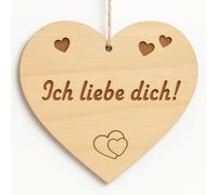 Familie Herz Ich liebe dich! Señal decorativa con corazón de madera, 10 x 10 cm, regalo para la familia, regalo de madera, regalo para la familia