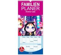 Familienplaner 2026 - Anime Cats mit 5 Spalten (Wandkalender, 21 x 45 cm) CALVENDO: Coole Katzen im beliebten Zeichenstil - KI generiert