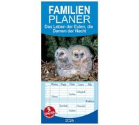 Familienplaner 2026 - Das Leben der Eulen, die Damen der Nacht mit 5 Spalten (Wandkalender, 21 x 45 cm) CALVENDO: Auf Entdeckungsreise zu den Eulen