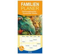 Familienplaner 2026 - Dschungelzauber - Kunstvolle Werke mit 5 Spalten (Wandkalender, 21 x 45 cm) CALVENDO: Tiere im Dschungel entdecken
