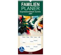 Familienplaner 2026 - Expressionistisch durchs Jahr mit 5 Spalten (Wandkalender, 21 x 45 cm) CALVENDO: KI-Gemälde im Stil von Franz Marc