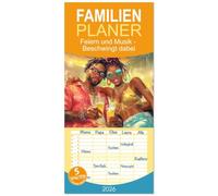 Familienplaner 2026 - Feiern und Musik - Beschwingt dabei mit 5 Spalten (Wandkalender, 21 x 45 cm) CALVENDO: Feiern in den Musikclubs, illustrativ und poppig dargestellt