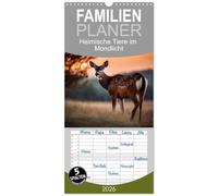 Familienplaner 2026 - Heimische Tiere im Mondlicht mit 5 Spalten (Wandkalender, 21 x 45 cm) CALVENDO: Wolf, Adler und Co. von der KI in Szene gesetzt