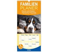 Familienplaner 2026 - Hund und Katze - Tierische Freunde mit 5 Spalten (Wandkalender, 21 x 45 cm) CALVENDO: Freundschaft kennt keine Unterschiede, jeden Monat ein Stück Liebe an der Wand.