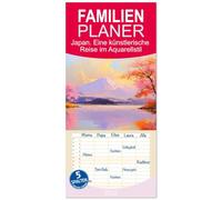 Familienplaner 2026 - Japan. Eine künstlerische Reise im Aquarellstil mit 5 Spalten (Wandkalender, 21 x 45 cm) CALVENDO: Impressionen aus dem Land der aufgehenden Sonne
