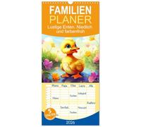Familienplaner 2026 - Lustige Enten. Niedlich und farbenfroh mit 5 Spalten (Wandkalender, 21 x 45 cm) CALVENDO: Mit bunten Cartoon-Entchen durch das Jahr!