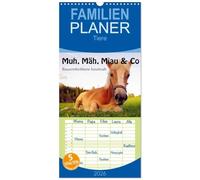 Familienplaner 2026 - Muh, Mäh, Miau & Co mit 5 Spalten (Wandkalender, 21 x 45 cm) CALVENDO: Bauerhoftiere hautnah