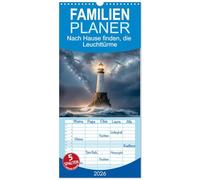 Familienplaner 2026 - Nach Hause finden, die Leuchttürme mit 5 Spalten (Wandkalender, 21 x 45 cm) CALVENDO: Atemberaubende KI erstellte Bilder von Leuchttürmen, bei jedem Wetter