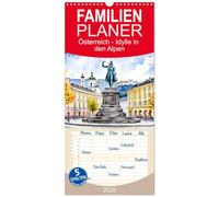 Familienplaner 2026 - Österreich - Idylle in den Alpen mit 5 Spalten (Wandkalender, 21 x 45 cm) CALVENDO: Zauberhafte Aquarelle von Natur und Architektur
