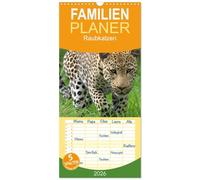 Familienplaner 2026 - Raubkatzen mit 5 Spalten (Wandkalender, 21 x 45 cm) CALVENDO: Die faszinierende Welt der Großkatzen. Löwen, Leoparden, Tiger und Geparden