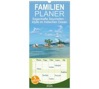 Familienplaner 2026 - Sagenhafte Seychellen - Idylle im Indischen Ozean mit 5 Spalten (Wandkalender, 21 x 45 cm) CALVENDO: Sonne, Strand und Meer für alle, die das Paradies suchen