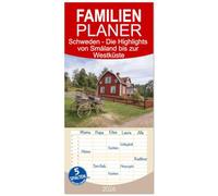 Familienplaner 2026 - Schweden - Die Highlights von Småland bis zur Westküste mit 5 Spalten (Wandkalender, 21 x 45 cm) CALVENDO: Die schönsten Highlights für eine Reise durch Südschweden.