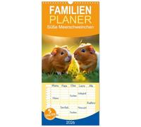 Familienplaner 2026 - Süße Meerschweinchen mit 5 Spalten (Wandkalender, 21 x 45 cm) CALVENDO: Sie piepsen nicht viel, aber sagen trotzdem, ich hab dich lieb.