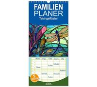 Familienplaner 2026 - Teichgeflüster mit 5 Spalten (Wandkalender, 21 x 45 cm) CALVENDO: Tiere am Teich in farbigem Glas