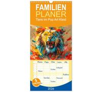 Familienplaner 2026 - Tiere im Pop Art Kleid mit 5 Spalten (Wandkalender, 21 x 45 cm) CALVENDO: Originelle faszinierende Tiere