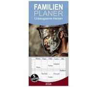 Familienplaner 2026 - Unbeugsame Herzen mit 5 Spalten (Wandkalender, 21 x 45 cm) CALVENDO: Mut und Stärke der Gladiatoren