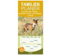 Familienplaner 2026 - Zauberhafte Wesen - Reineke Fuchs und Meister Lampe mit 5 Spalten (Wandkalender, 21 x 45 cm) CALVENDO: Zauberhafte Fotos von Fuchs und Feldhase in freier Natur.