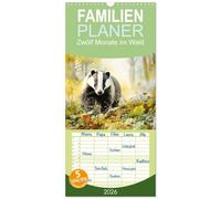Familienplaner 2026 - Zwölf Monate im Wald mit 5 Spalten (Wandkalender, 21 x 45 cm) CALVENDO: Mit den Waldtieren durch die Jahreszeiten