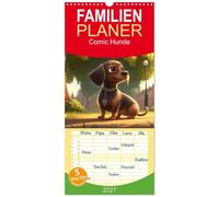 Familienplaner 2027 - Comic Hunde mit 5 Spalten (Wandkalender, 21 x 45 cm) CALVENDO: Zwölf lustig und bunte Hundebilder, die Sie zum Lachen bringen