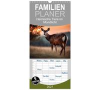 Familienplaner 2027 - Heimische Tiere im Mondlicht mit 5 Spalten (Wandkalender, 21 x 45 cm) CALVENDO: Wolf, Adler und Co. von der KI in Szene gesetzt