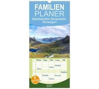 Familienplaner 2027 - Spektakuläre Bergwelten Norwegen mit 5 Spalten (Wandkalender, 21 x 45 cm) CALVENDO: Kulissen Norwegens, Berge, Seen und Fjorde