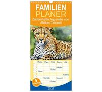 Familienplaner 2027 - Zauberhafte Aquarelle von Afrikas Tierwelt mit 5 Spalten (Wandkalender, 21 x 45 cm) CALVENDO: Kunstwerke der Künstlichen Intelligenz