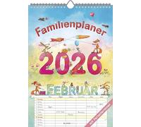 Familienplaner Cartoon 2026- Bildkalender 23,7x34 cm - 6 Spalten - Kalender mit Platz für Notizen - mit vielen Zusatzinformationen - Wandkalender: by Silke Leskien