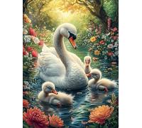 Famille de cygnes Dans le Jardin du lac Rompecabezas 500 Piezas Cartón Grueso para Parejas Animal Planta Desarrollo Habilidades Pieza Decorativa Casa Pack Completo Regalo Cumpleaños 500 PCS