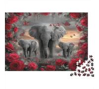 Famille d'éléphants Cadeau Unique Décoration Intérieure Art fantastique de la Nature Jeu Éducatif Challenge Toy Adultes & Enfants Des 14 ANS 52x38cm/1000pcs