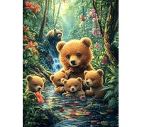 Famille d'ours Dans le ruisseau de la forêt Puzzle 1000 Piezas Papel Mayores Mitos fantásticos Terapia Ocupacional Alivio Estrés Tiempo Libre En Casa Regalo Original 1000 PCS