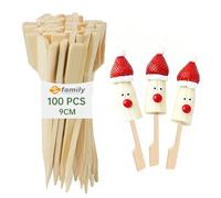 Family 100 Piezas Pinchos Bambú, Pinchos Parrilla, Palos de Bambú Para Tapas, Grill, Buffet, Frutas, Hoguera y Manualidades, Tamaño 9 cm