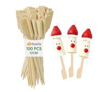 Family 100 Piezas Pinchos Bambú, Pinchos Parrilla, Palos de Bambú Para Tapas, Grill, Buffet, Frutas, Hoguera y Manualidades, Tamaño 12 cm