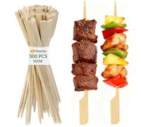 Family 300 Piezas Pinchos Bambú, Pinchos Parrilla, Palos de Bambú Para Tapas, Grill, Buffet, Frutas, Hoguera y Manualidades, Tamaño 18 cm