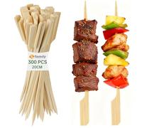 Family 300 Piezas Pinchos Bambú, Pinchos Parrilla, Palos de Bambú Para Tapas, Grill, Buffet, Frutas, Hoguera y Manualidades, Tamaño 20 cm