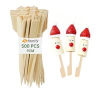 Family 500 Piezas Pinchos Bambú, Pinchos Parrilla, Palos de Bambú Para Tapas, Grill, Buffet, Frutas, Hoguera y Manualidades, Tamaño 9 cm