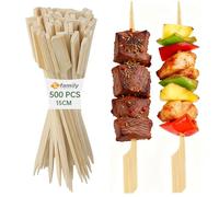 Family 500 Piezas Pinchos Bambú, Pinchos Parrilla, Palos de Bambú Para Tapas, Grill, Buffet, Frutas, Hoguera y Manualidades, Tamaño 15 cm