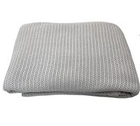 Family Bedding Manta Celular de algodón Gris - Cama Individual | Manta térmica Ligera Reversible | Diseño Tradicional Suave (180 x 230 cm)