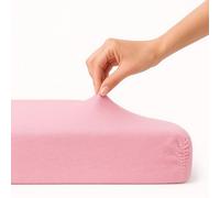 Family Bedding Sábana bajera ajustable para cama individual color rosa | Sábanas de bolsillo profundo | Algodón suave de punto elástico en 4 direcciones | Sábana resistente al encogimiento y a la decoloración (individual (100 x 200 cm), rosa).