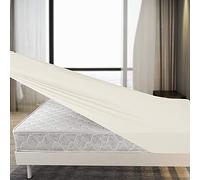 Family Bedding Sábanas bajeras de algodón cepillado tamaño King | Sábana bajera ajustable de algodón jersey King Deep | Sábana bajera color crema tamaño King | Funda de cama tamaño King (King, crema).