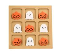Family Board Game, Wooden XO Chess Toy, Strategy Halloween Game, Sturdy Material, Lightweight Design, Ideal for Portable Travel Play, 7.87x7.87 Inches, Brown Color, 1 Set